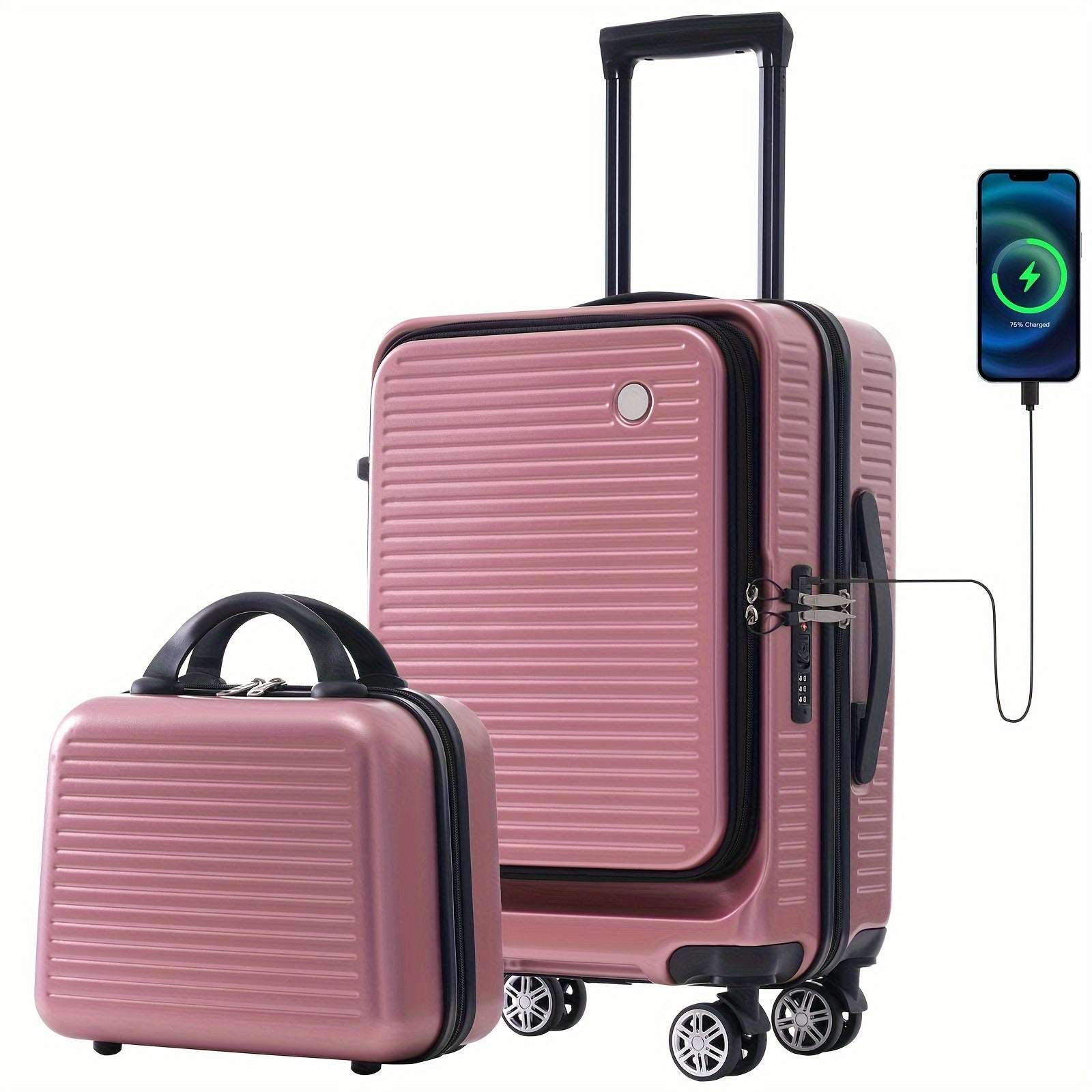 Carry-on luggage 20" Front open suitcase Lightweight suitcase with front bag and USB port 125 Luggage OK•PhotoFineArt OK•PhotoFineArt