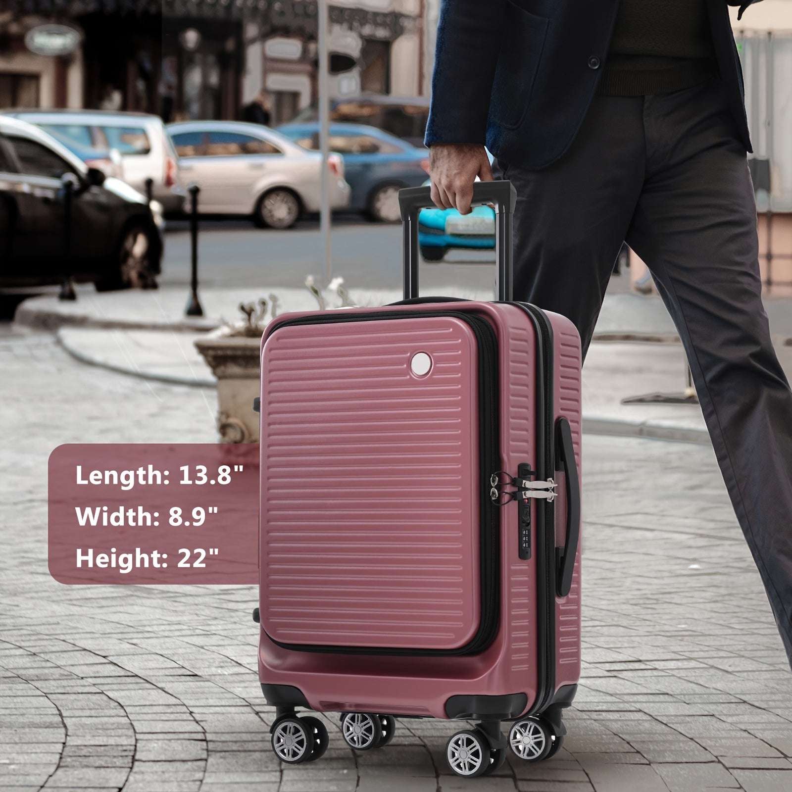 Carry-on luggage 20" Front open suitcase Lightweight suitcase with front bag and USB port 125 Luggage OK•PhotoFineArt OK•PhotoFineArt