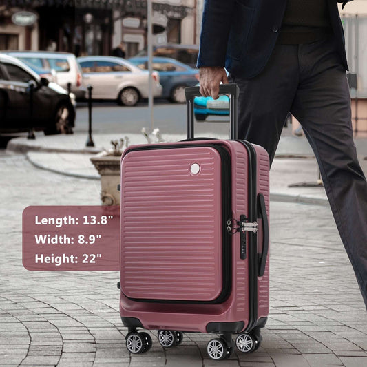 Carry-on luggage 20" Front open suitcase Lightweight suitcase with front bag and USB port 125 Luggage OK•PhotoFineArt OK•PhotoFineArt