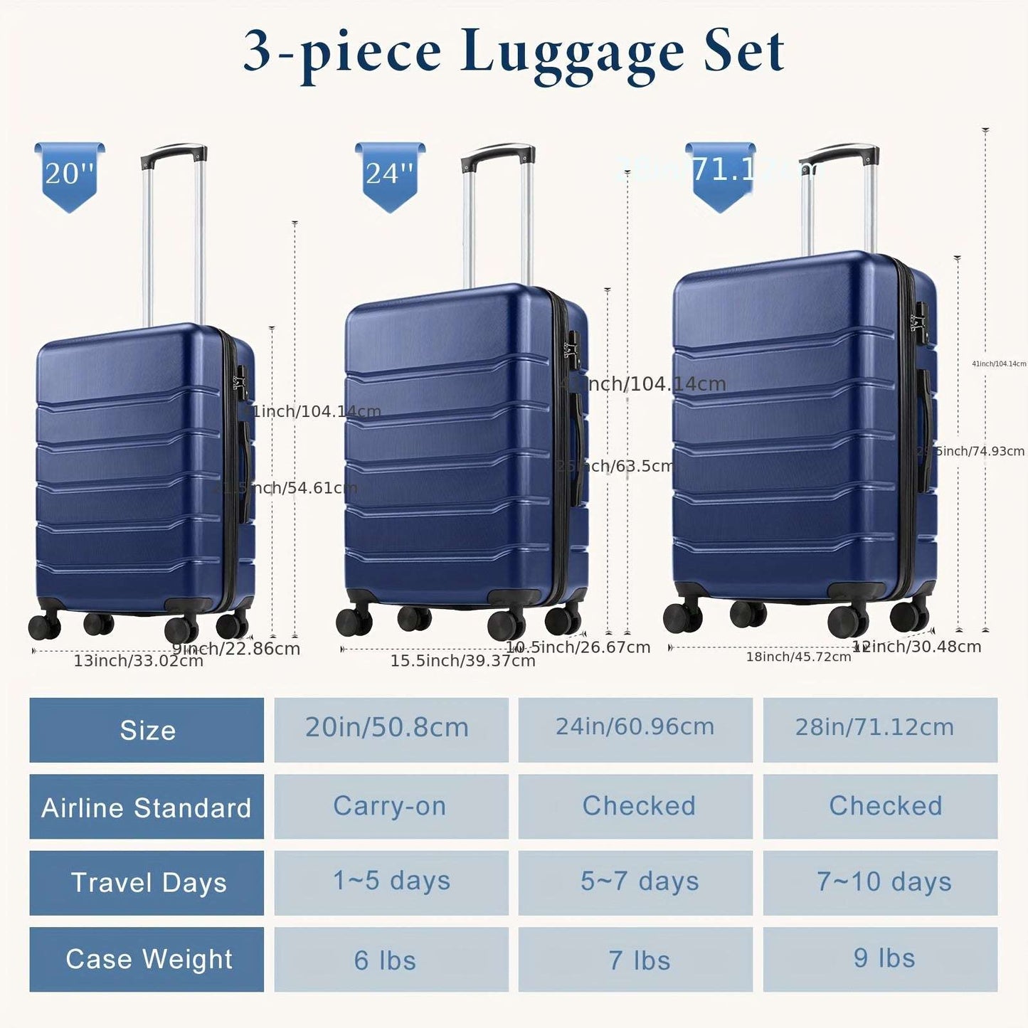 Expandable Luggage 3 Piece Sets, Fashion Travel Case With TSA Combination Lock 125 Luggage OK•PhotoFineArt OK•PhotoFineArt