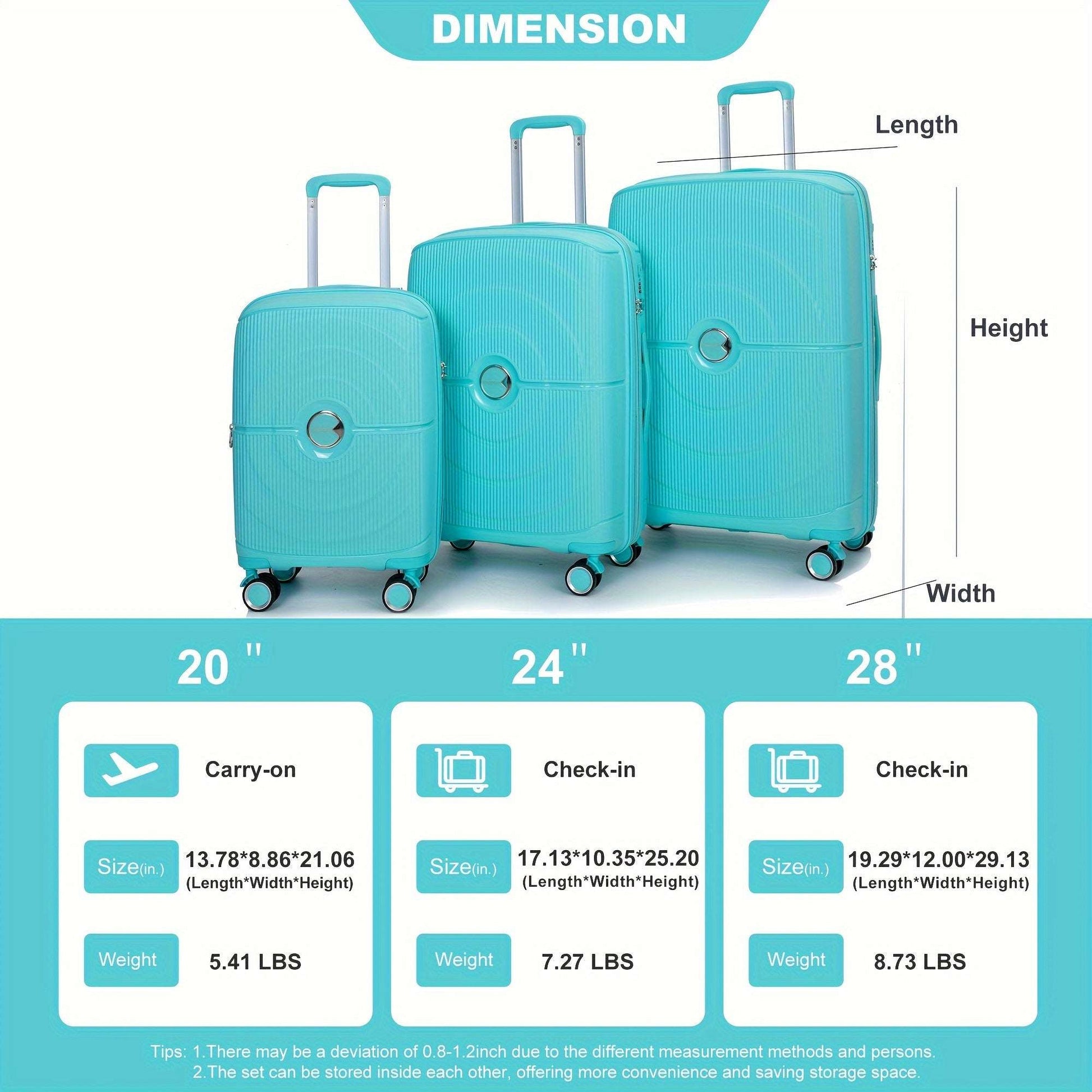 Expandable Luggage set 3Pcs 20/24/28" Double universal wheel TSA lock 153 Luggage OK•PhotoFineArt OK•PhotoFineArt