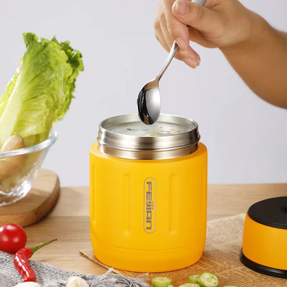 FEIJIAN 500ml Food Thermos, 316 Stainless Steel With Spoon Kids Lunch Box