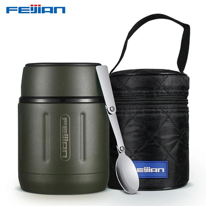 FEIJIAN 500ml Food Thermos, 316 Stainless Steel With Spoon Kids Lunch Box