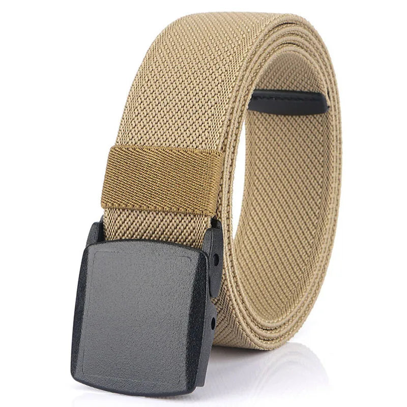 VATLTY Metal Free Stretch Belt Strong Nylon Quick Release Buckle Unisex khaki