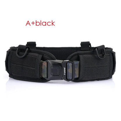 VATLTY New Tactical Belt Molle for Men Metal Buckle Strong Nylon Black1 set 125cm