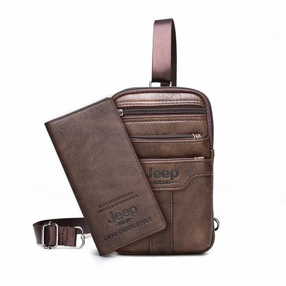 JEEP BULUO Multi-function Small Sling Chest Bag 577-8888-Brown