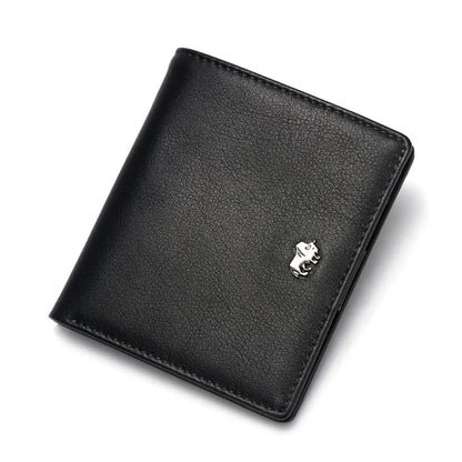 BISON DENIM Short Wallet Genuine Leather RFID Blocking Black