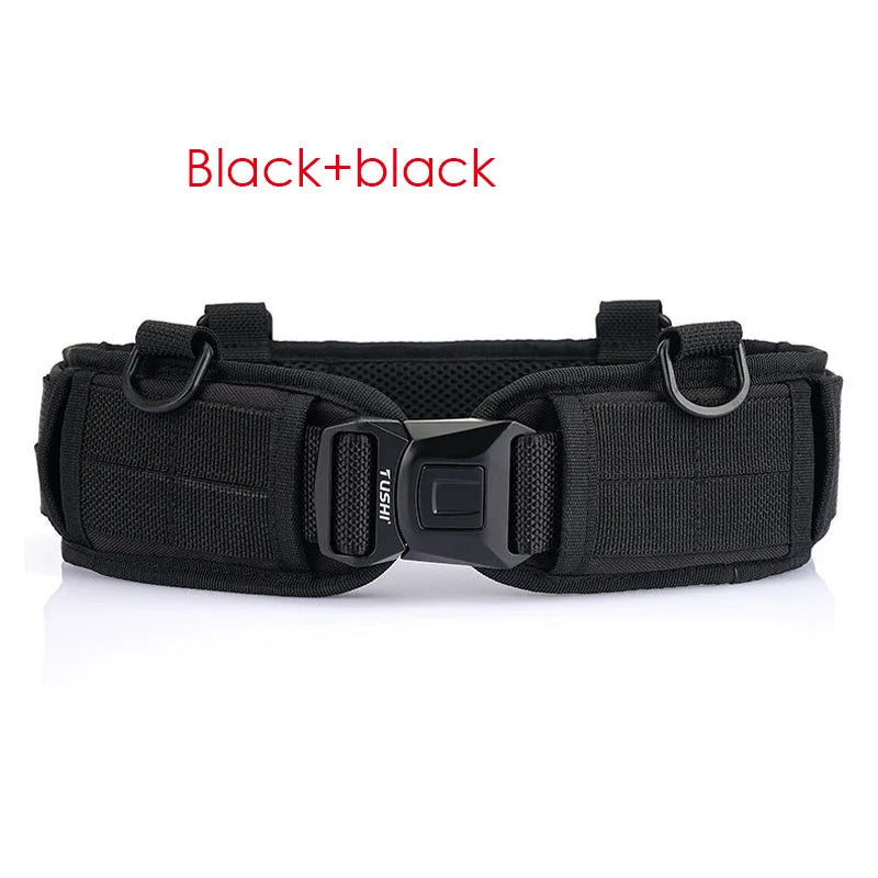 VATLTY New Tactical Belt Molle for Men Metal Buckle Strong Nylon Black set 125cm