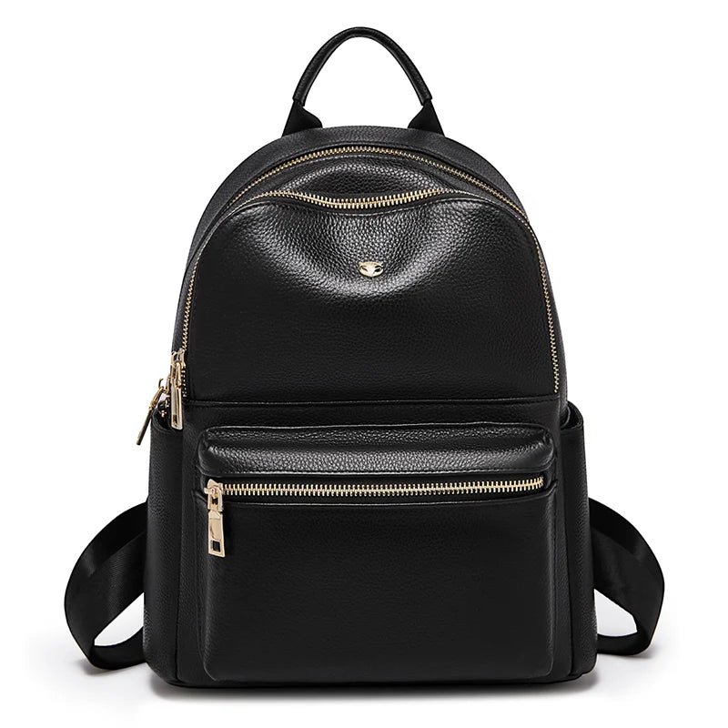 FOXER Brand Spilt Leather Backpack Black