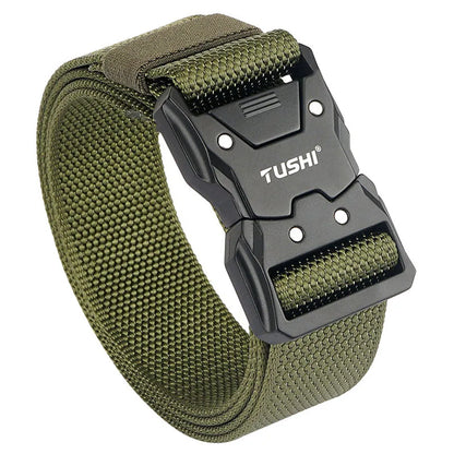 VATLTY Quick-drying Tactical Belt Men Hard Alloy Quick Release Buckle 1200D Soft Nylon ArmyGreen 125cm(adjustable)