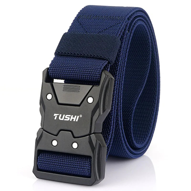 VATLTY New Unisex Elastic Belt Hard Metal Buckle / Military Tactical Belt Casual Waistband Navy blue