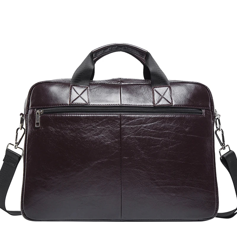 BISON DENIM Genuine Leather Large Capacity Handbag 14" Laptop