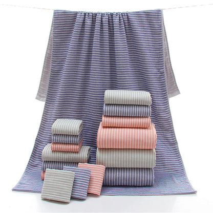 Cusack Japanese Stripe Children Women Men Pure Cotton Hand Face Bath Towel Set 3pcs for Bathroom Free Shipping 70*140 34*76