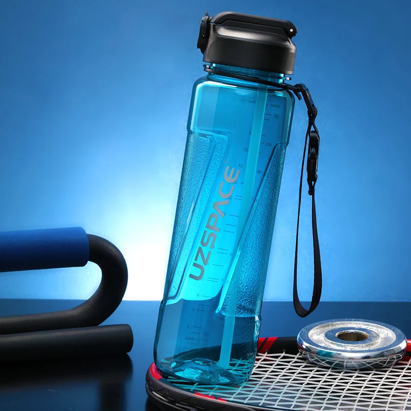 Sport Water Bottles with Straw Large-capacity Tritan Plastic BPA Free Cyan