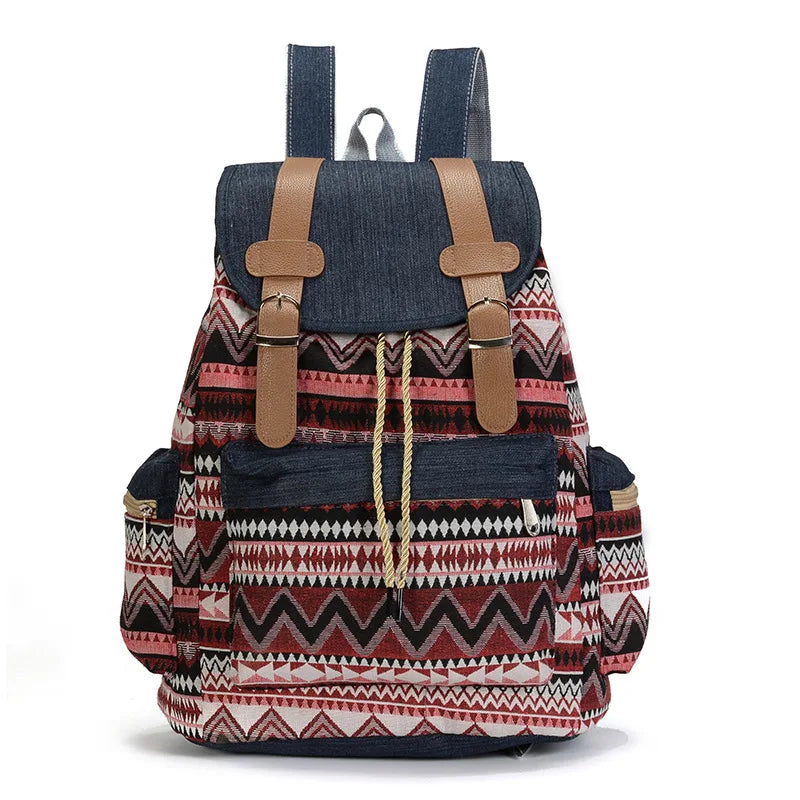 Women Printing National Backpack Canvas Color 2