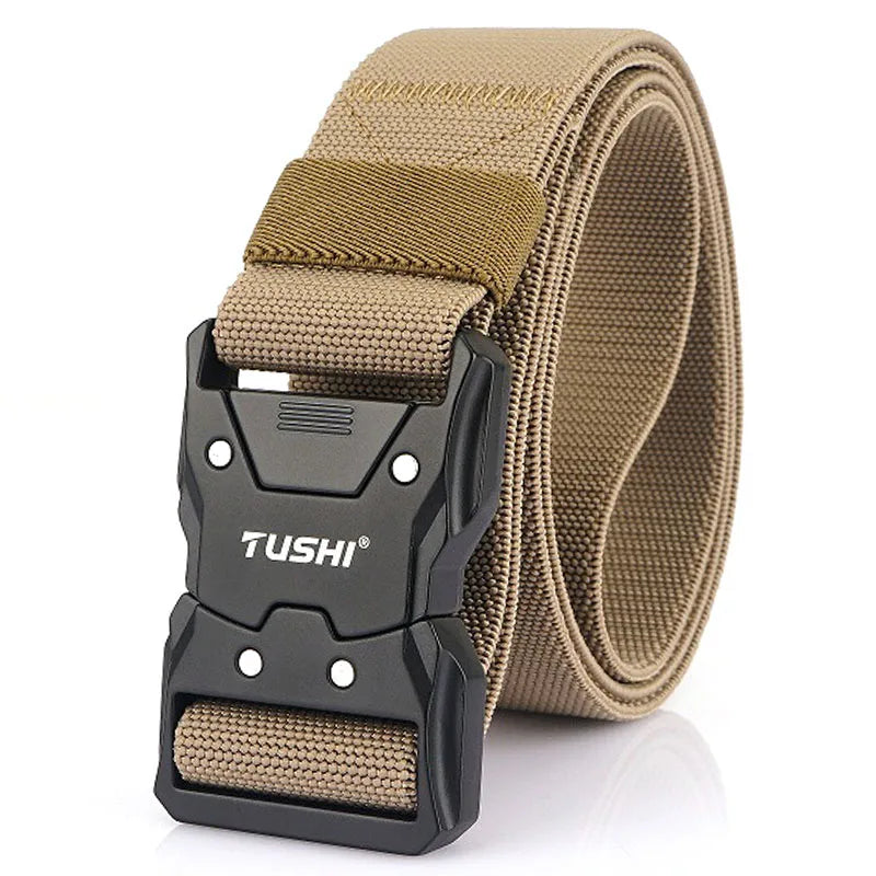 VATLTY Quick Release Elastic Belt Hard Alloy Buckle Strong Real Nylon Khaki