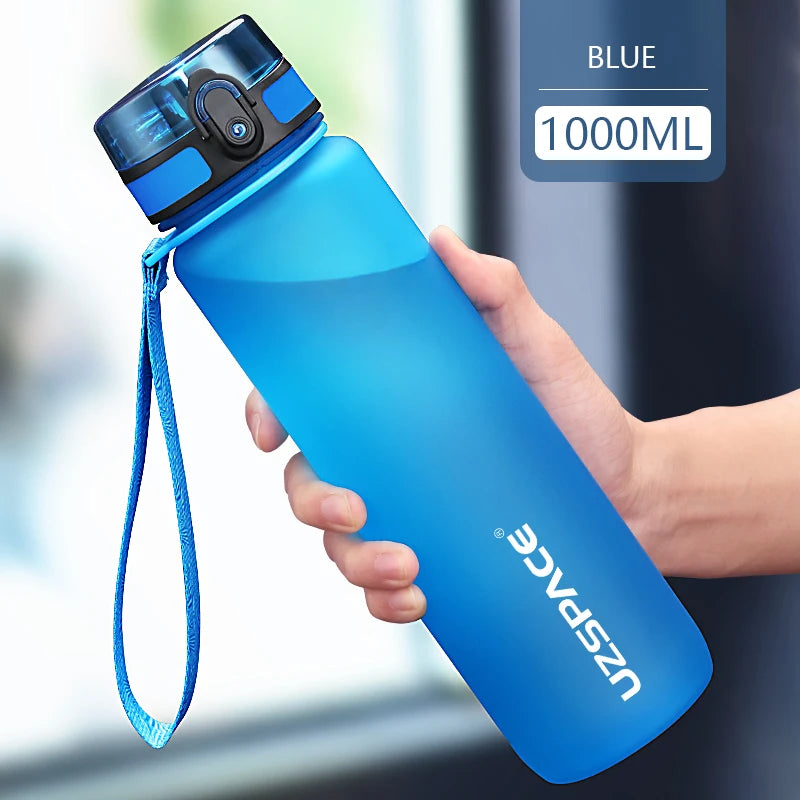 UZSPACE Sports Water Bottle BPA Free 500/1000ml Tritan Frosted Plastic Blue