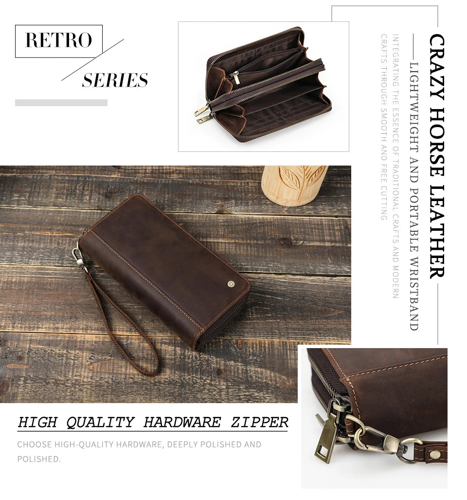 Contact'S Genuine Leather Men's Wallet Clutch Card Holder Long