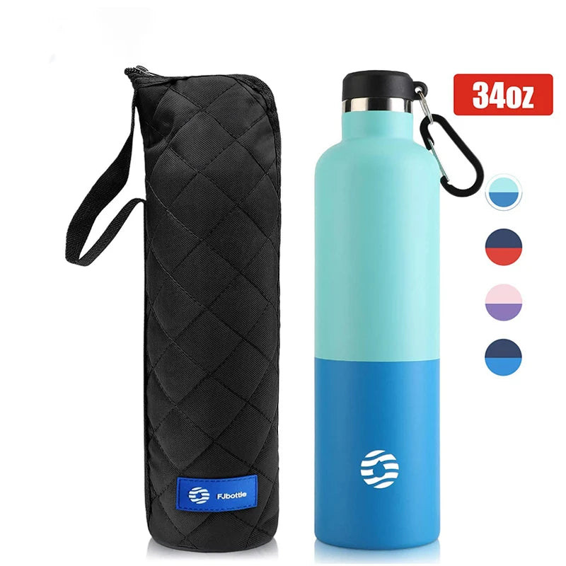 FJbottle Thermos Flask,Vacuum Bottle 18/10 Stainless Steel, 1000ML Forest Green Blue 1000ml