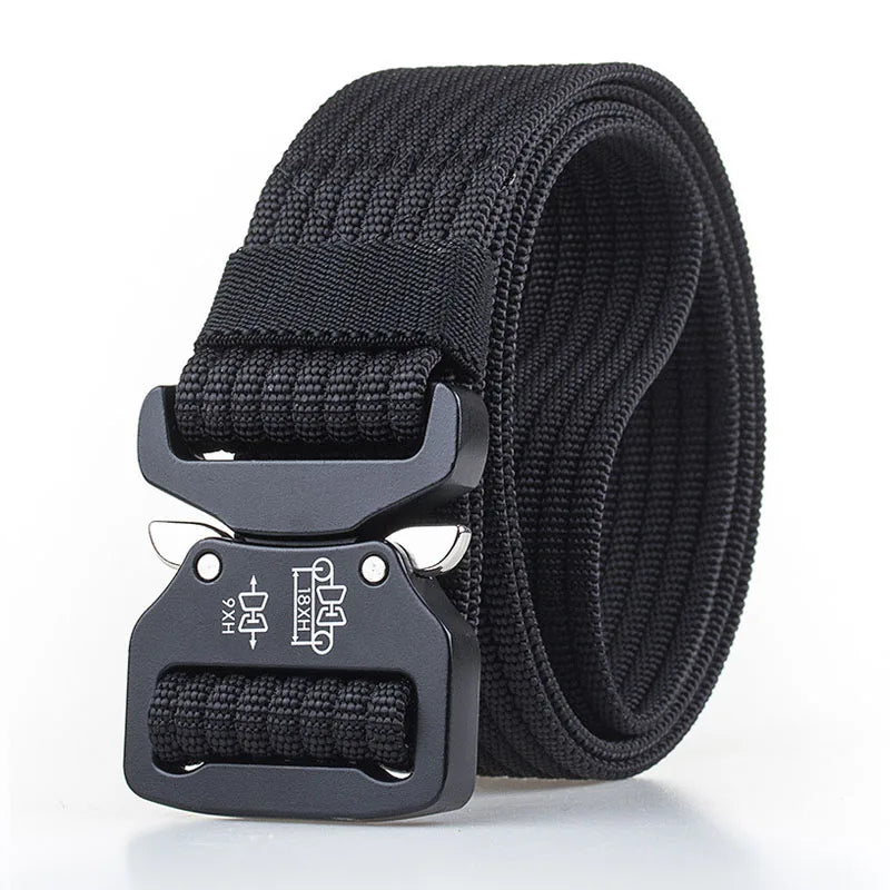 Retro Police Tactical Belt Strong 1200D Real Nylon Rust-Proof Metal Quick Release Buckle black 125cm