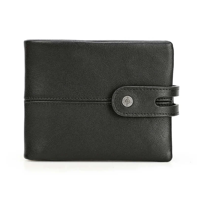 CONTACT'S Casual Men's Crazy Horse Leather Short Wallet Black
