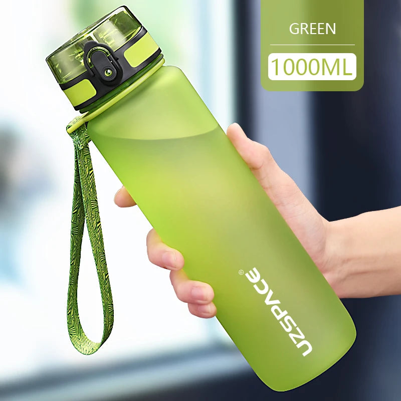 UZSPACE Sports Water Bottle BPA Free 500/1000ml Tritan Frosted Plastic Green