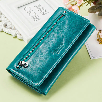 Contact's HOT Genuine Leather Wallet Women's Card Holder Long Style