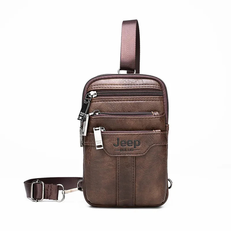 JEEP BULUO Multi-function Small Sling Chest Bag 577-Brown