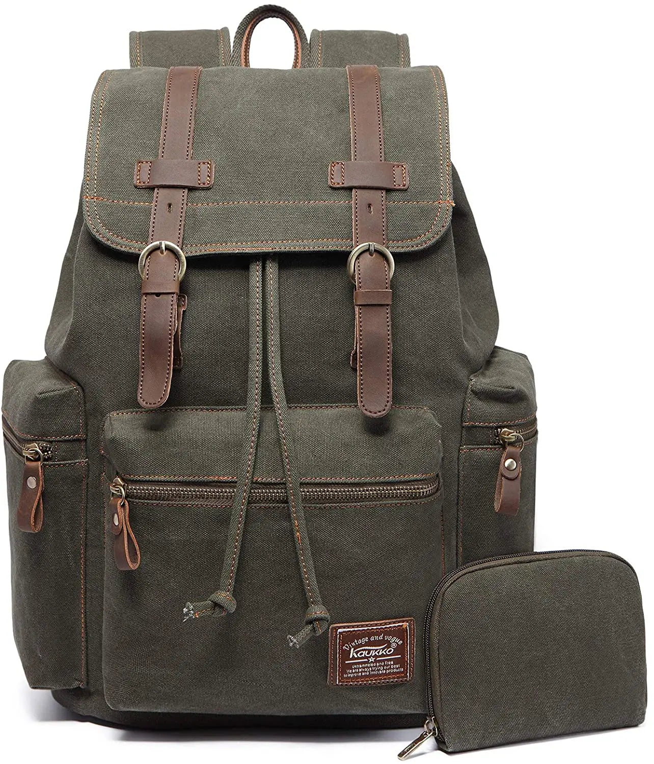 Vintage Canvas Backpack Army green set