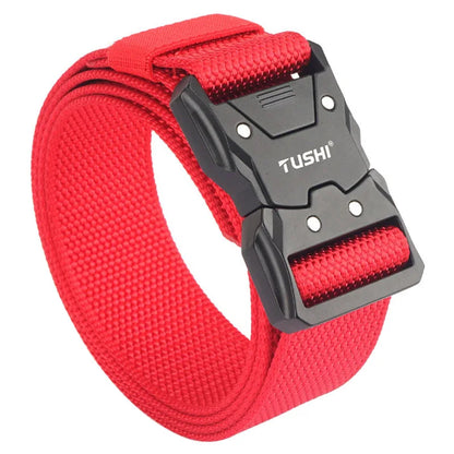 VATLTY Quick-drying Tactical Belt Men Hard Alloy Quick Release Buckle 1200D Soft Nylon Red 125cm(adjustable)