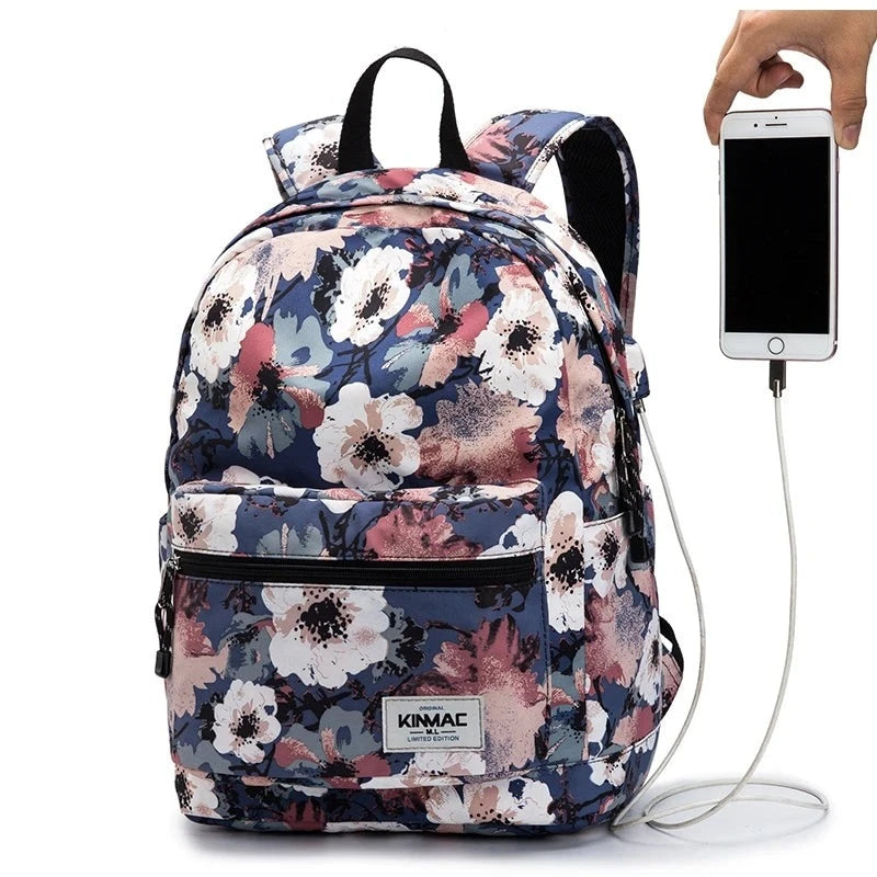 Kinmac Brand Backpack Laptop Bag 14,15.6 Inch, Case For Macbook, School Backpack Camellia 15-16 inch