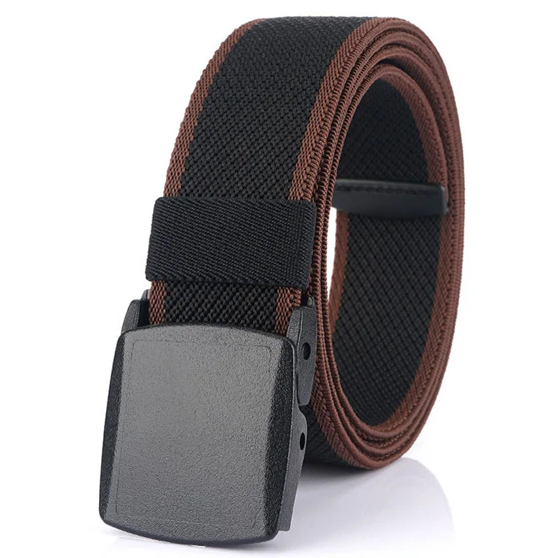 VATLTY Metal Free Stretch Belt Strong Nylon Quick Release Buckle Unisex Black brown