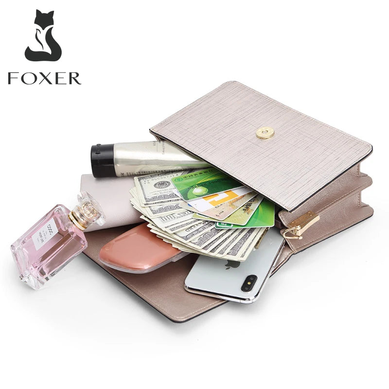 FOXER Brand Fashion Women Bag Split Leather