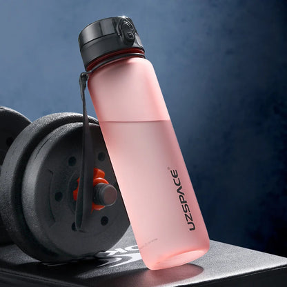 New 350-1000ml Sports Water Bottle BPA Free Portable Glow pink