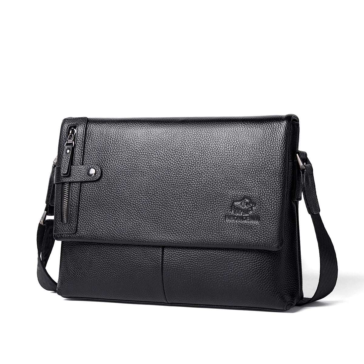 BISON DENIM Genuine Leather Shoulder Business Messenger bag Horizontal