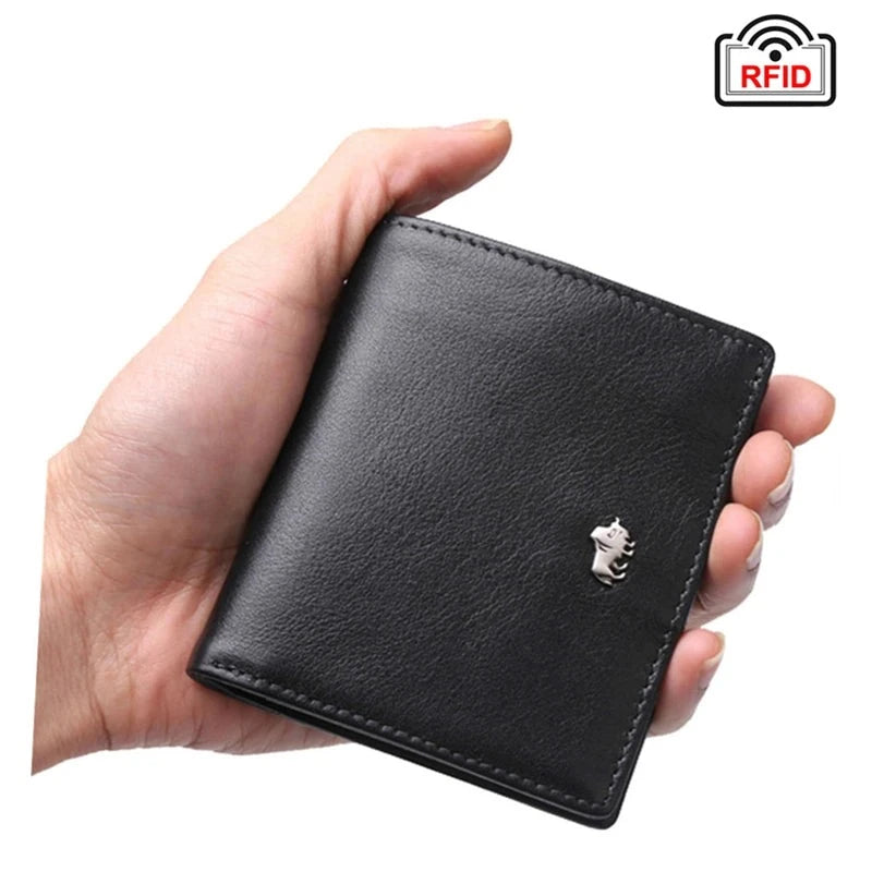 BISON DENIM Short Wallet Genuine Leather RFID Blocking