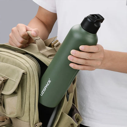 New Stainless Steel Water Bottle With Straw Direct Drinking 2 Lids