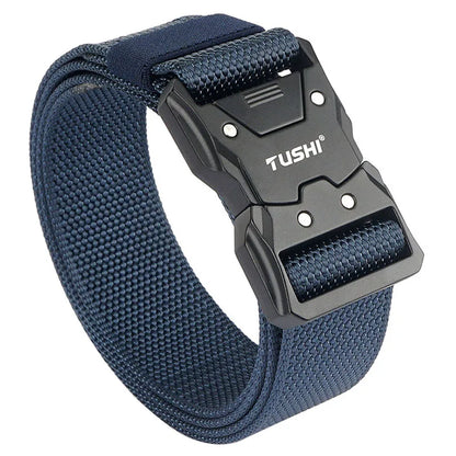 VATLTY Quick-drying Tactical Belt Men Hard Alloy Quick Release Buckle 1200D Soft Nylon Navy blue 125cm(adjustable)