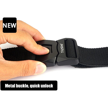 VATLTY New Men's Elastic Belt Matte Black Alloy Buckle Quick Release