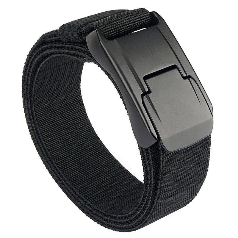VATLTY New Stretch Belt for Men Hard Alloy Quick Release Buckle Strong Real Nylon Black 125cm