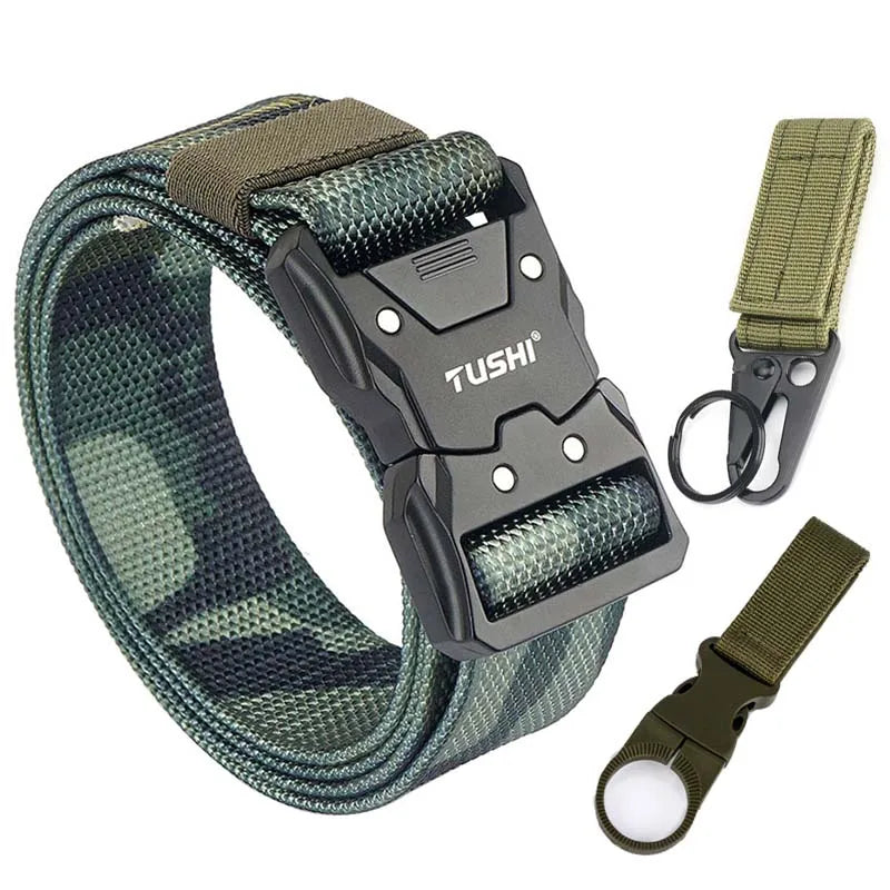 VATLTY Quick-drying Tactical Belt Men Hard Alloy Quick Release Buckle 1200D Soft Nylon Camouflage 2 set 1 125cm(adjustable)