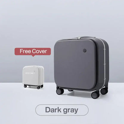 MIXI Carry On Suitcase 18 Inch Aluminum Frame Rock Gray