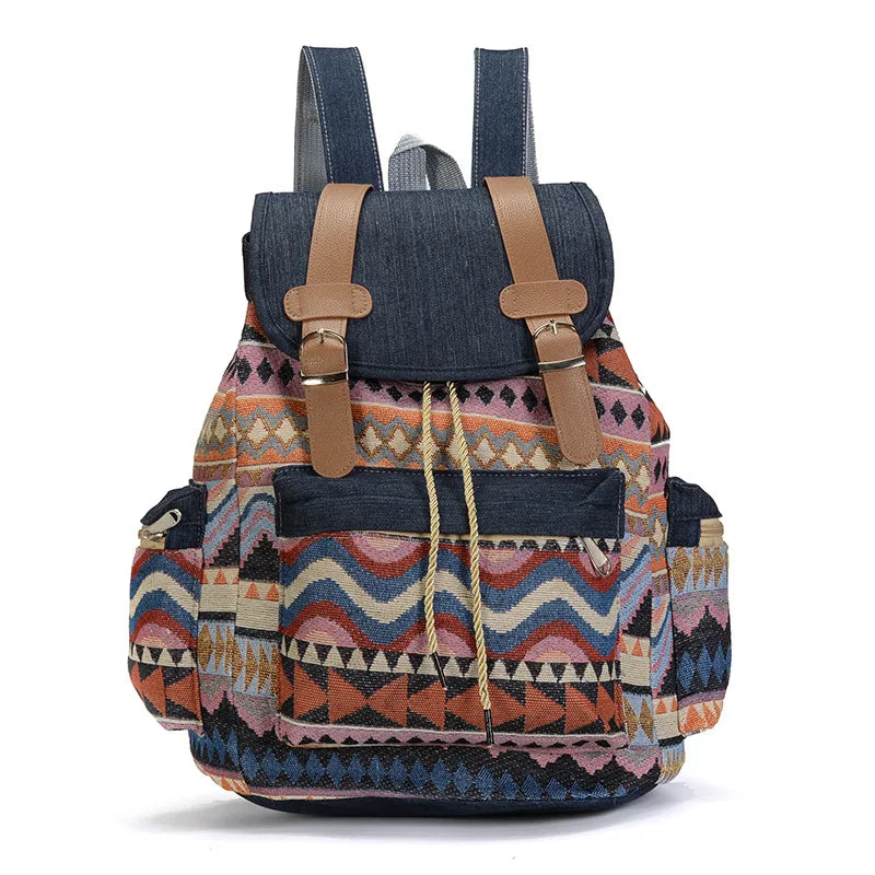 Women Printing National Backpack Canvas Color 3
