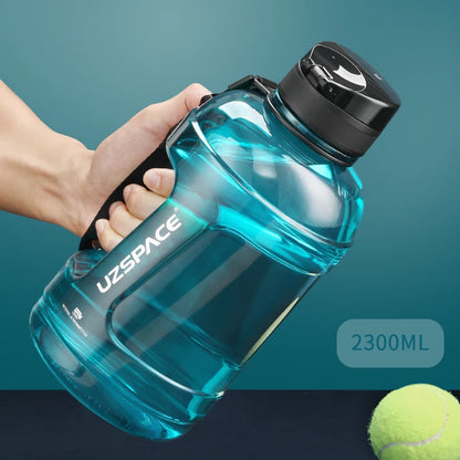 UZSPACE 2.3L 2000ML Water Bottle with Straw Clear Large-capacity cyan