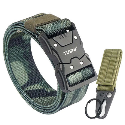 VATLTY Quick-drying Tactical Belt Men Hard Alloy Quick Release Buckle 1200D Soft Nylon Camouflage 2 set 125cm(adjustable)