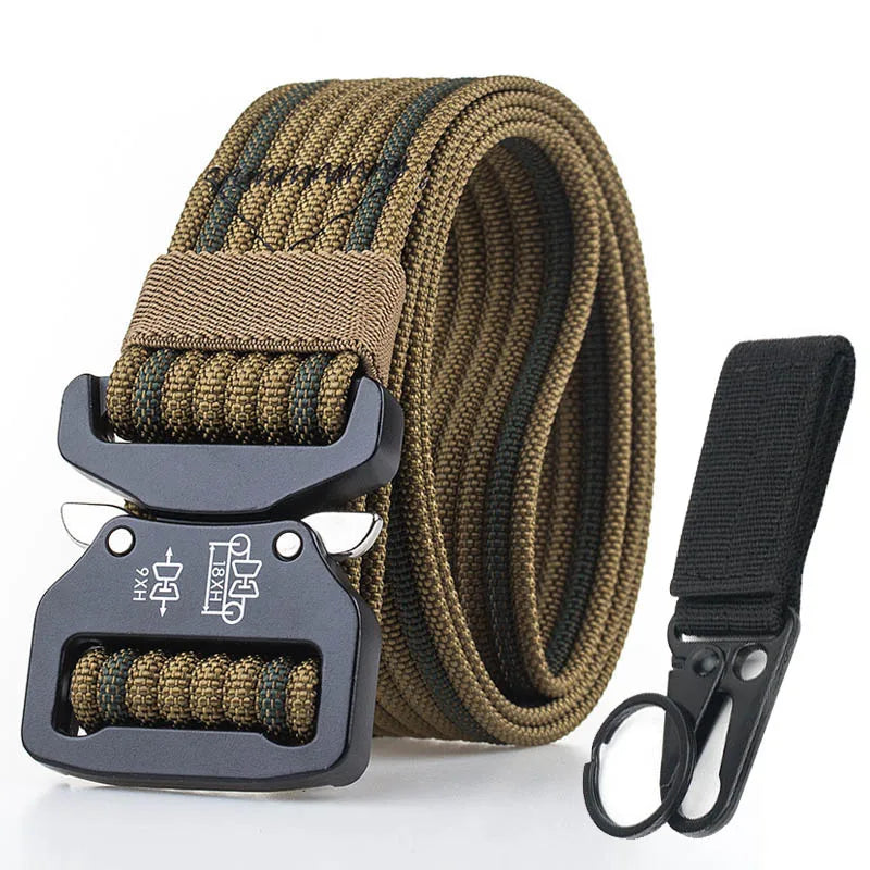 Retro Police Tactical Belt Strong 1200D Real Nylon Rust-Proof Metal Quick Release Buckle Wolf brown set 125cm