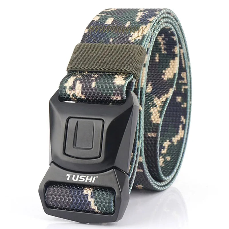 VATLTY New Tactical Belt Molle for Men Metal Buckle Strong Nylon Khaki1 125cm