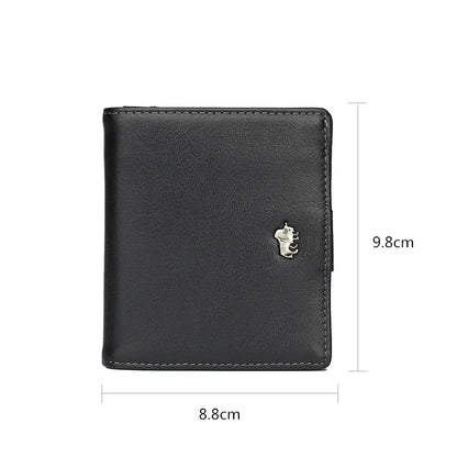 BISON DENIM Short Wallet Genuine Leather RFID Blocking