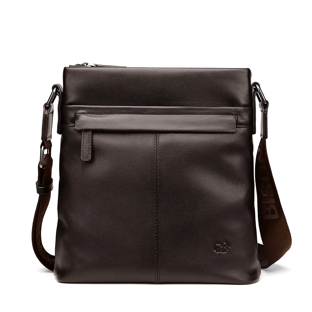 BISON DENIM Soft Genuine Leather Shoulder 10.5" Ipad Messenger Bag N2357-1 Coffee