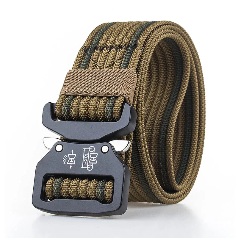 Retro Police Tactical Belt Strong 1200D Real Nylon Rust-Proof Metal Quick Release Buckle Wolf brown 125cm
